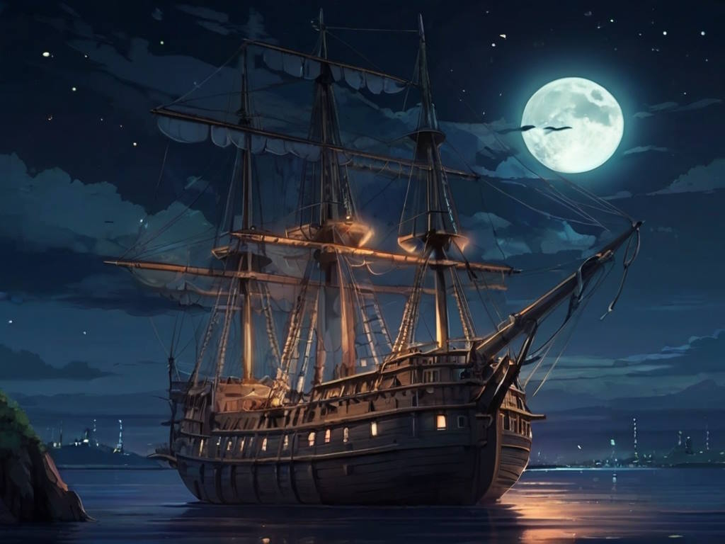 корабль ночью