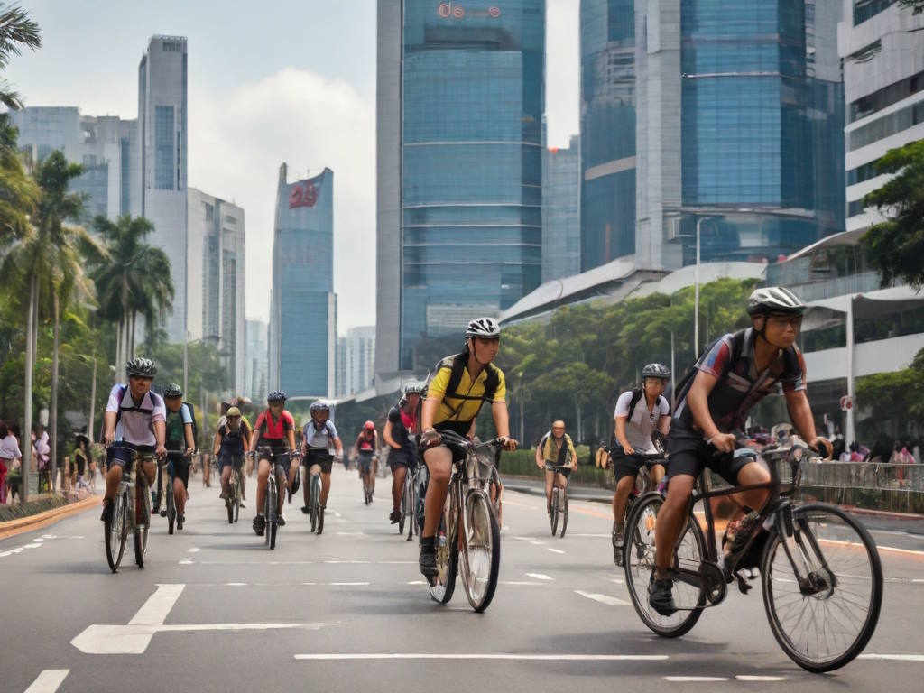 велосипедисты в Сингапуре